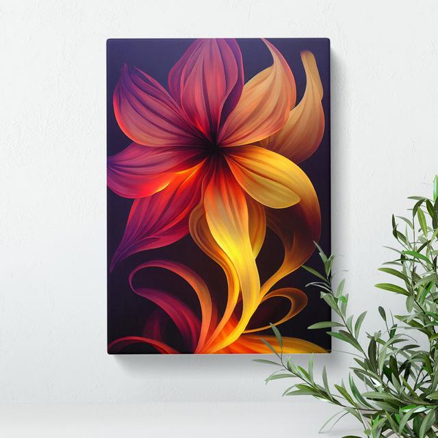 Flower Abstract No.1 - Wrapped Canvas Graphic Art Marlow Home Co. Size: 50cm H x 35cm W x 3cm D, Format: Walnut Framed on Productcaster.