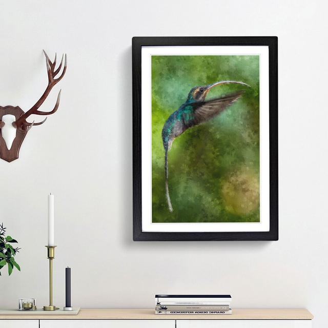 Green Hermit Hummingbird - Picture Frame Painting Print East Urban Home Frame Option: Black Framed, Size: 87cm H x 62cm W x 2cm D on Productcaster.