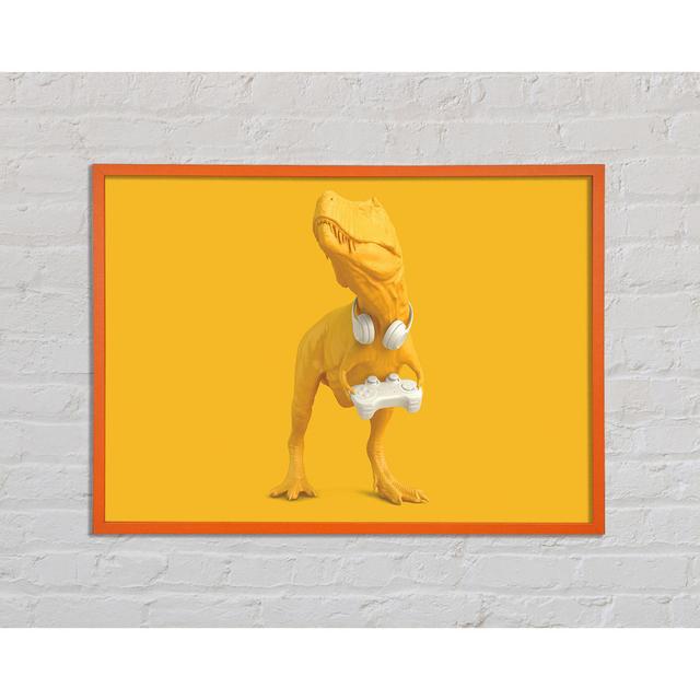 Yellow Dinosaur Gamer - Single Picture Frame Art Prints Happy Larry Size: 59.7cm H x 84.1cm W x 2cm D on Productcaster.