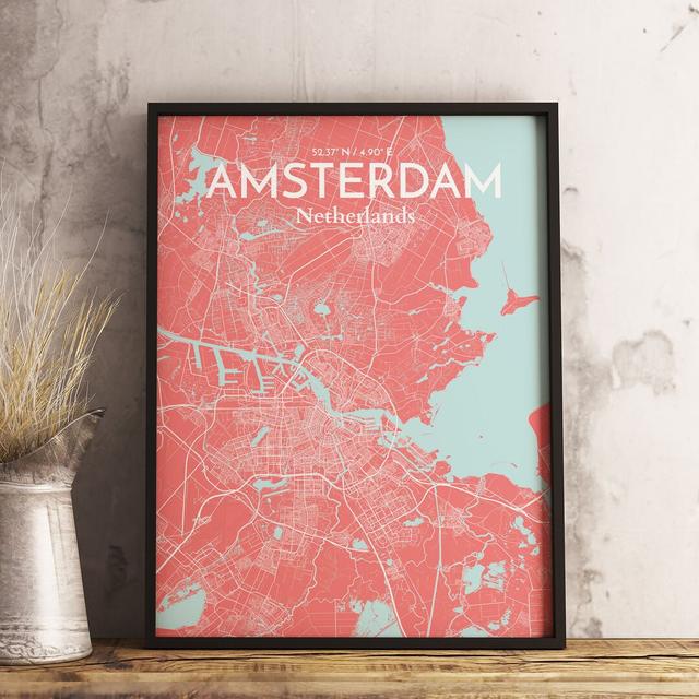 Amsterdam City Map - Unframed Graphic Art Print on Paper East Urban Home Size: 91.4cm H x 61cm W x 0.1cm D on Productcaster.