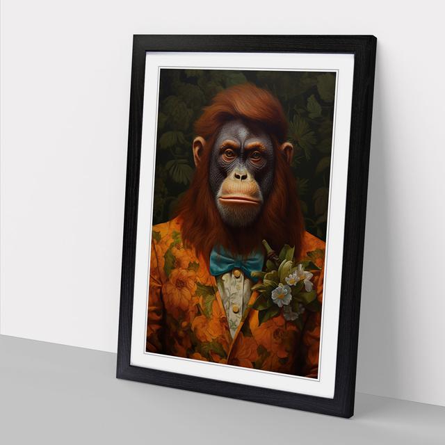 Orangutan Baroque - Single Picture Frame Art Prints on Wood Big Box Art Frame Colour: Black Framed, Size: 64cm H x 46cm W x 2cm D on Productcaster.