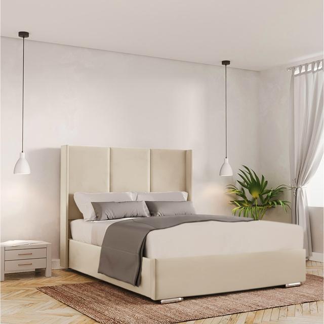 Claubert Bed Frame Ivy Bronx Colour: Cream, Size: 120 x 190 cm on Productcaster.