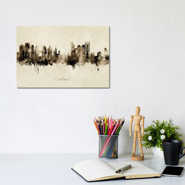 Oakland California Skyline Vintage by Michael Tompsett - Wrapped Canvas Print Latitude Run Size: 20.32cm H x 30.48cm W x 1.905cm D on Productcaster.