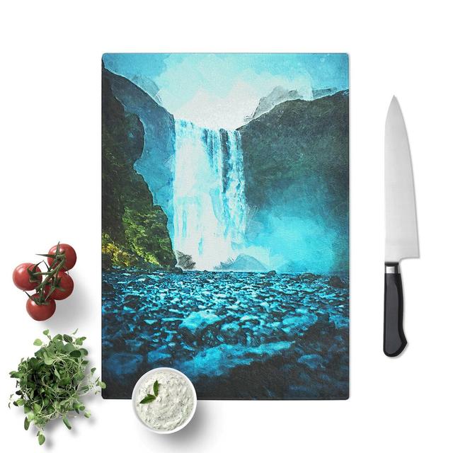 Tempered Glass Waterfall Path in Iceland in Abstract Chopping Board East Urban Home Size: 28.5 cm W x 39 cm L on Productcaster.