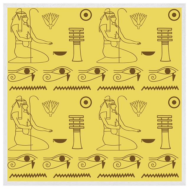 Emrik Pattern Of Egyptian Hieroglyphics - Print Latitude Vive Format: White Framed, Size: 41cm H x 41cm W x 4cm D on Productcaster.