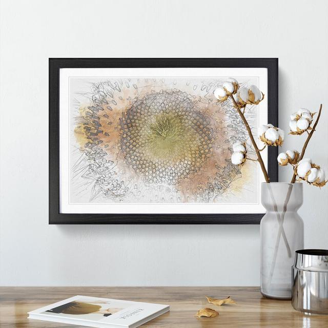 The Eye of a Yellow Sunflower Sketch - Picture Frame Graphic Art Print East Urban Home Frame Option: Black Framed, Size: 62cm H x 87cm W x 2cm D on Productcaster.