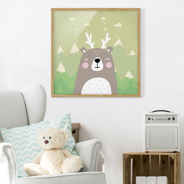 Wolpertinger Bear - Picture Frame Graphic Art Harriet Bee Frame Option: Brown Framed, Size: 70cm H x 70cm W x 2cm D on Productcaster.