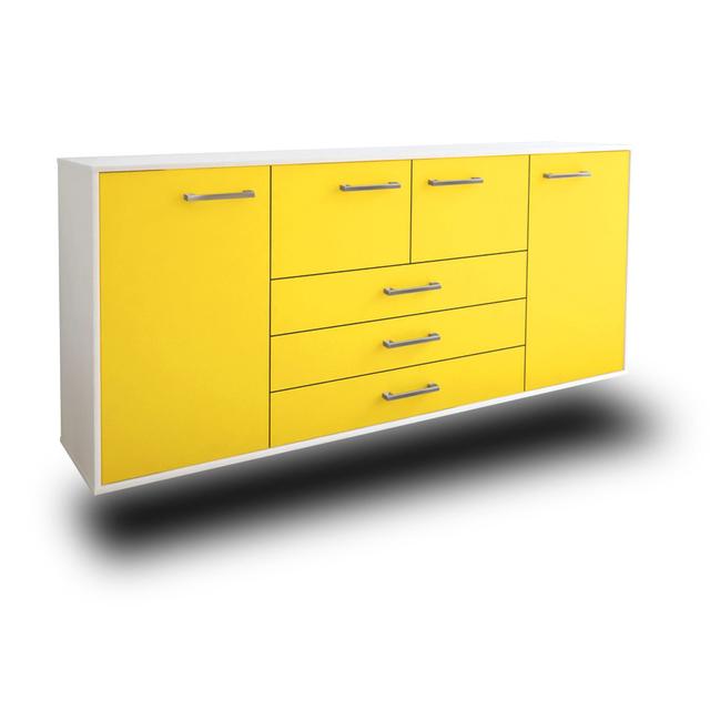 Neddo sideboard; Flying/Metal handles; Size: 180cm x 79cm x 35cm Ebern Designs Colour: Yellow/White on Productcaster.