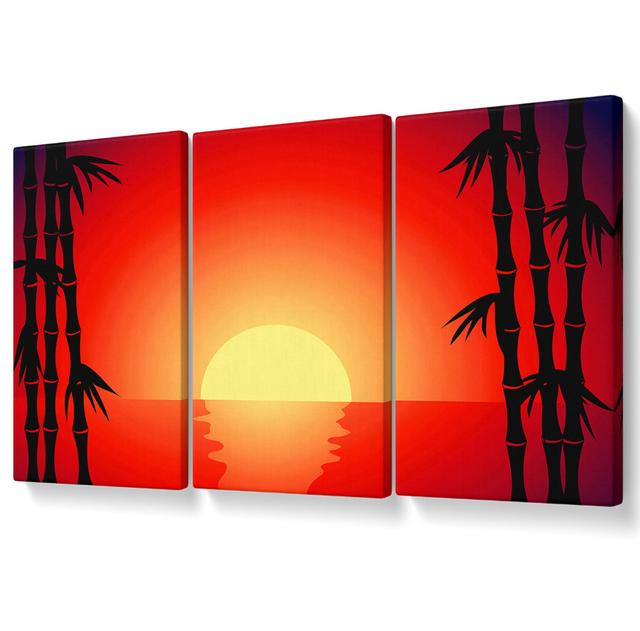 Bamboo Sunset - 3 Piece Wrapped Canvas Graphic Art Pergo Classics Size: 101.6cm H x 203cm W on Productcaster.