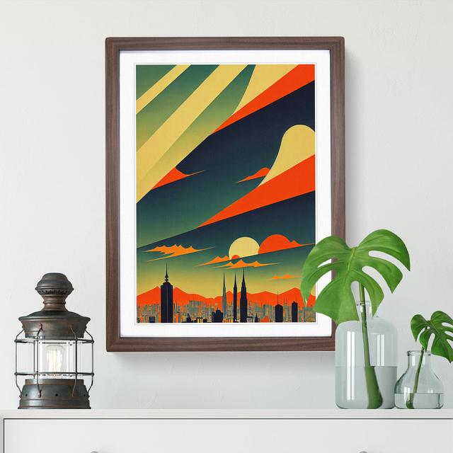 City Skyline Deco No.2 - Picture Frame Graphic Art George Oliver Size: 34cm H x 25cm W x 2cm D, Frame Colour: Walnut on Productcaster.