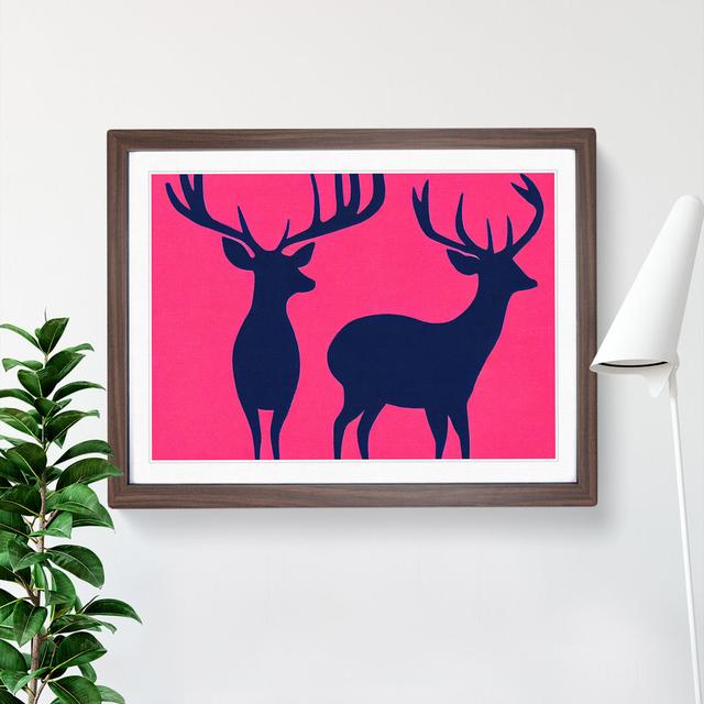 Striking Stags Abstract - Single Picture Frame Print Alpen Home Size: 34cm H x 46cm W x 2cm D, Frame Colour: Walnut on Productcaster.