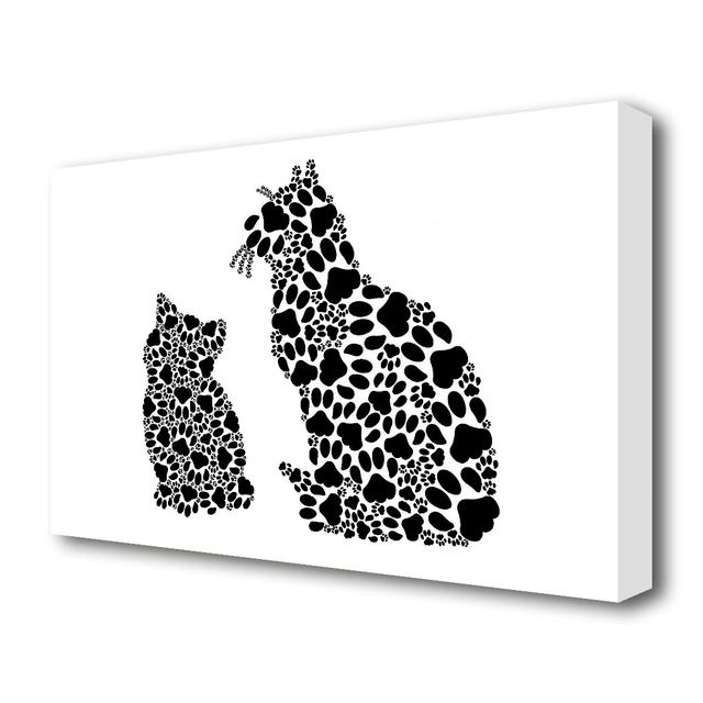 Paw Print Cats - Wrapped Canvas Graphic Art Print East Urban Home Size: 35.6 cm H x 50.8 cm W on Productcaster.