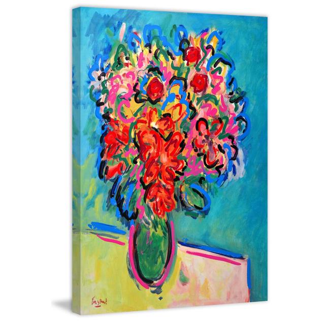 Red and Pink Bouquet by Wayne Ensrud - Wrapped Canvas Painting Print East Urban Home Size: 61cm H x 41cm W on Productcaster.