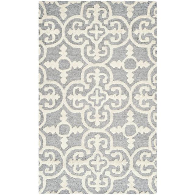 Knott Hand Tufted Wool Silver/Ivory Rug Metro Lane Rug Size: Rectangle 91 x 152cm on Productcaster.