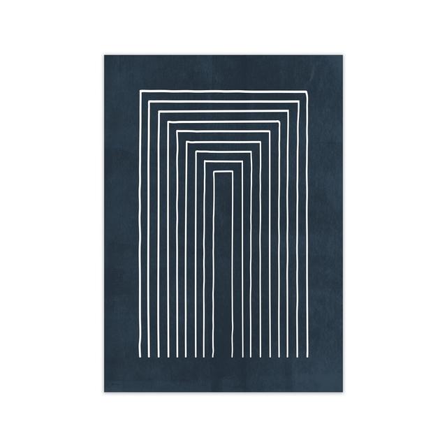 Lino Style Blue Geometric Lines - Graphic Art Print on Paper Norden Home Frame Option: No Frame, Size: 29.7cm H x 21cm W x 4cm D on Productcaster.