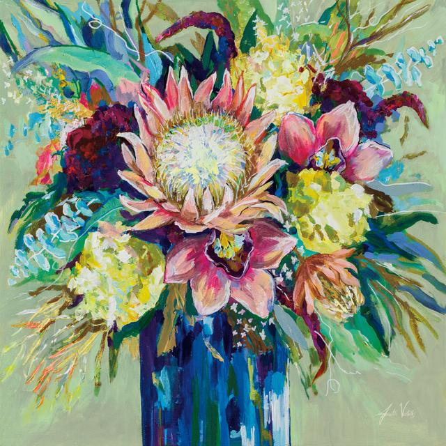 Marias Bouquet Sage by Jeanette Vertentes - Wrapped Canvas Painting Marlow Home Co. Size: 51cm H x 51cm W x 3.8cm D on Productcaster.