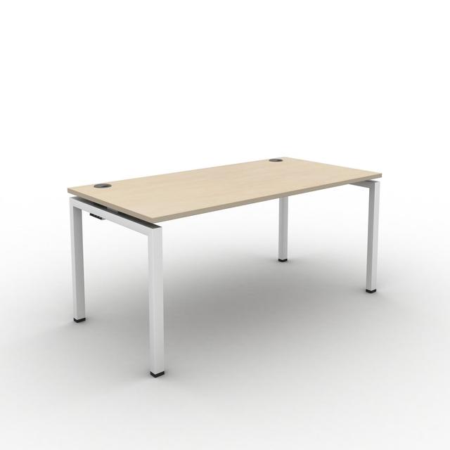 Grazian Desk Ebern Designs Size: 73cm H x 180cm W x 80cm D, Frame Colour: White, Top Colour: Maple on Productcaster.