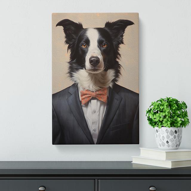 Border Collie in a Suit Painting No.3 Happy Larry Size: 60cm H x 40cm W x 3cm D on Productcaster.