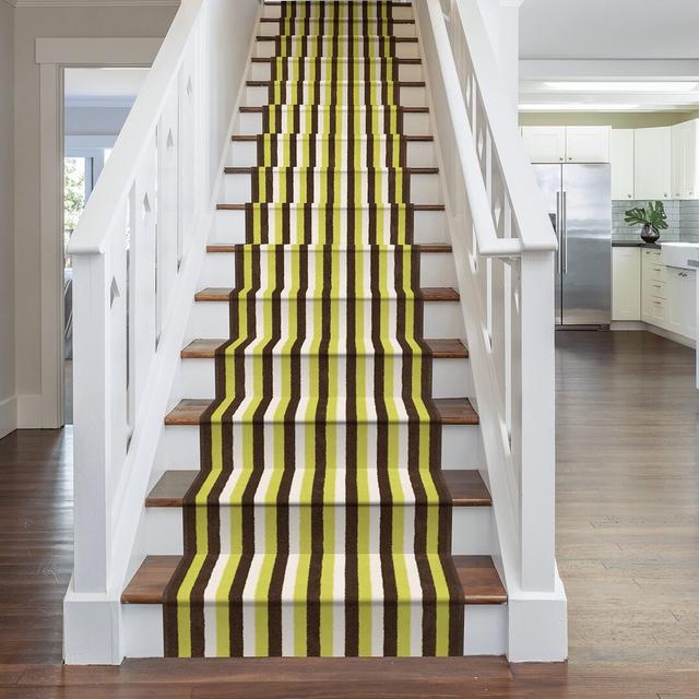 Stair Runner Tufted in Green with Striped Pattern for Outdoor Use by Rosalind Wheeler, Rug Size: Runner 600cm x 60cm on Productcaster.