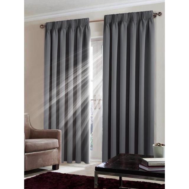 Desmariah Pencil Pleat Blackout Thermal Curtains (Set of 2) Ebern Designs Colour: Grey, Panel Size: Width 229 x Drop 274cm on Productcaster.