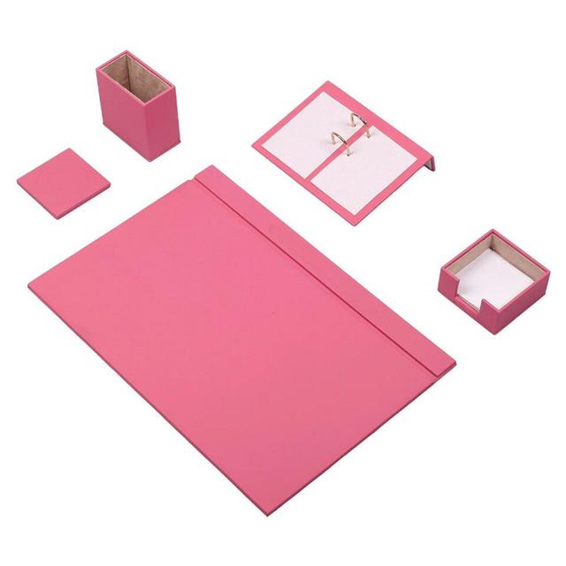 Michelet Faux Leather Desk Organiser Set Ebern Designs Colour: Pink on Productcaster.