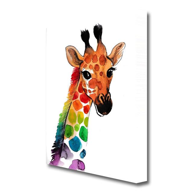 Rainbow Giraffe Wild Life - Wrapped Canvas Painting Print East Urban Home Size: 81.3 cm H x 50.8 cm W on Productcaster.