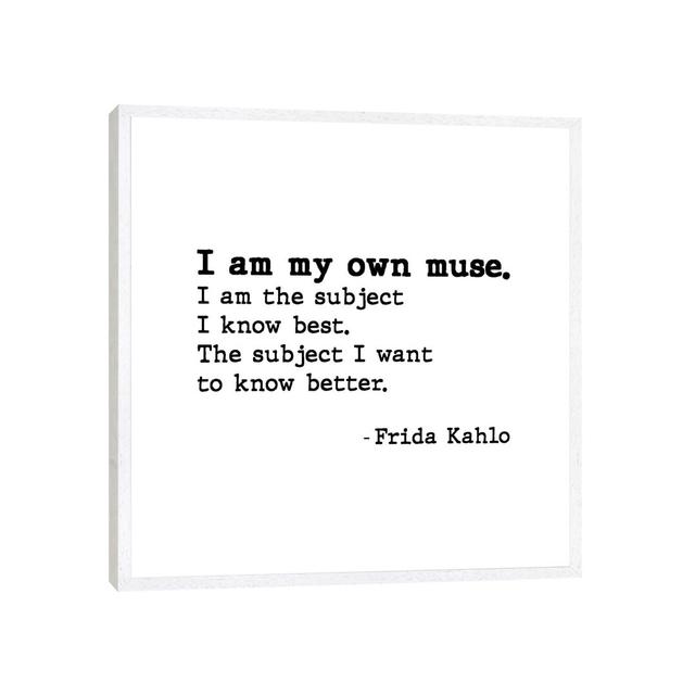 Muse by Frida Kahlo - Typography Print on Canvas Happy Larry Format: White Framed Canvas, Size: 66.04cm H x 66.04cm W x 3.81cm D on Productcaster.