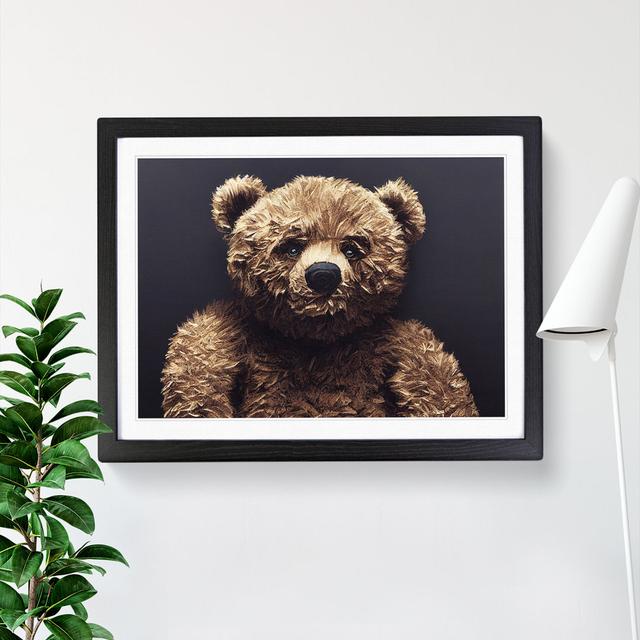 Teddy Bear Portrait - Picture Frame Graphic Art Marlow Home Co. Size: 46cm H x 64cm W x 2cm D, Frame Colour: Black on Productcaster.