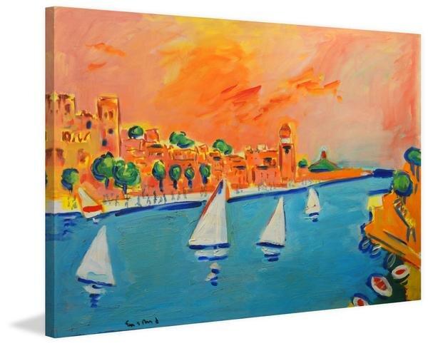 'Collioure Sunset' by Wayne Ensrud - Wrapped Canvas Painting Print East Urban Home Size: 30cm H x 45cm W x 3.81cm D on Productcaster.