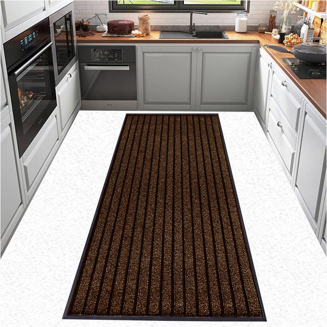 Kiyarah PVC Non-Slip Indoor Outdoor Door Mat Latitude Run Mat Size: Rectanguar 80 x 300cm , Colour: Brown on Productcaster.