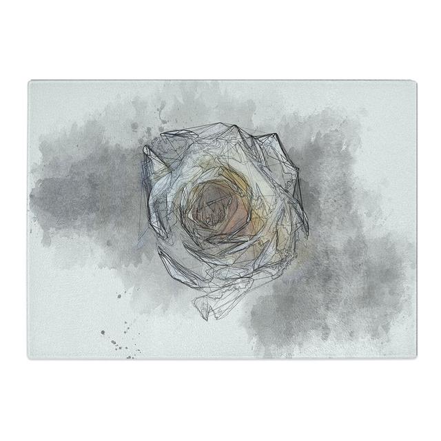 Tempered Glass a Crisp Rose Sketch Chopping Board East Urban Home Size: 28.5 cm x 39 cm on Productcaster.