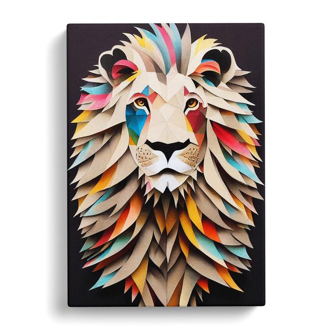 Lion Decoupage - Wrapped Canvas Graphic Art Latitude Vive Size: 50cm H x 35cm W x 3cm D on Productcaster.