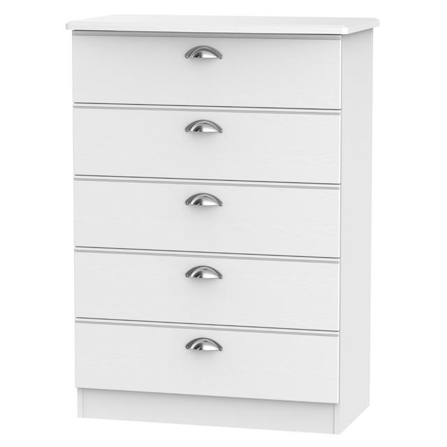 Fully Assembled Murier 5 Drawer Chest August Grove Colour (Body/Front): White Ash on Productcaster.