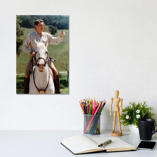 Photo Of President Ronald Reagan On Horseback by Stocktrek Images - Wrapped Canvas Gallery-Wrapped Canvas Giclée Ebern Designs Size: 30.48 cm H x 20. on Productcaster.