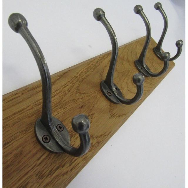 Merrillan Solid Wood 2 - Hook Wall Mounted Coat Rack Rosalind Wheeler Colour: Antique Iron on Productcaster.