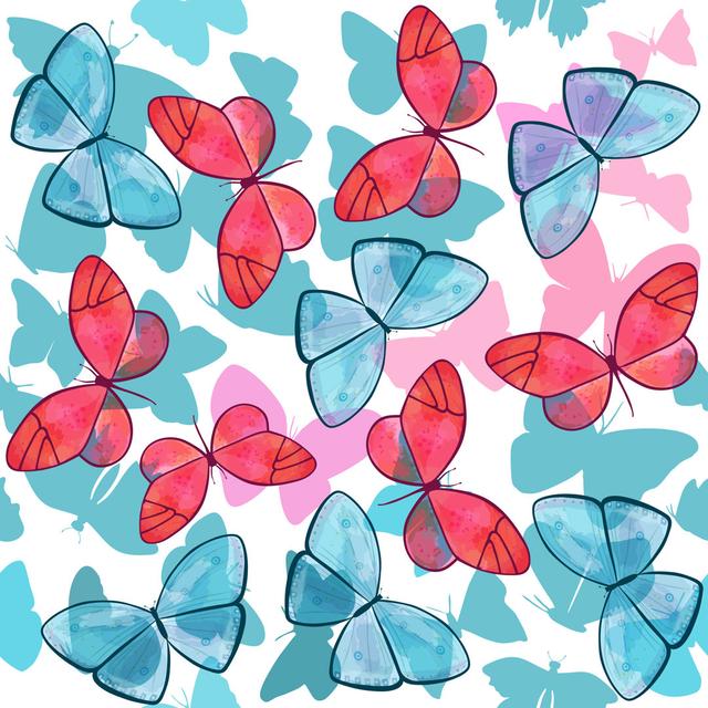 Veras Seamless Butterflies Pattern - Wrapped Canvas Painting Brambly Cottage Size: 30cm H x 30cm W x 3.8cm D on Productcaster.