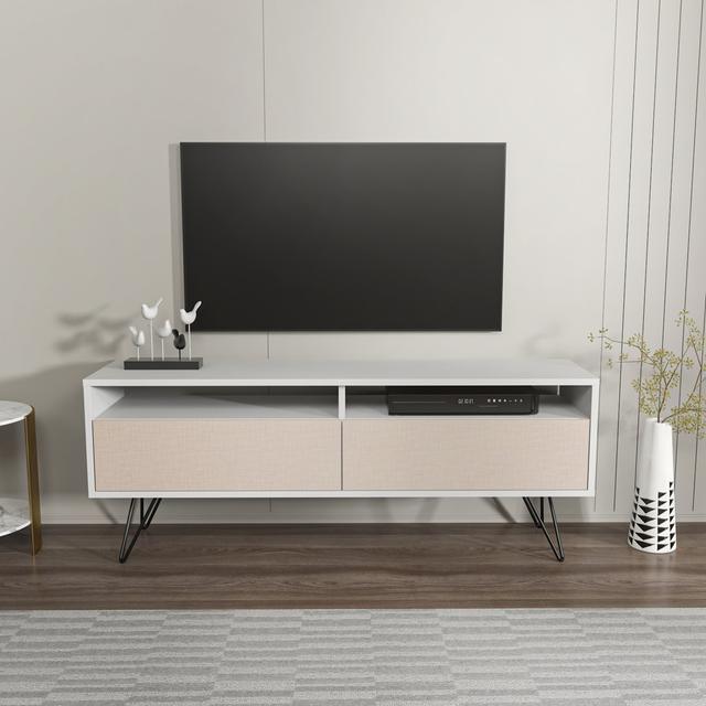 TV-Ständer Kasey für TVs bis zu 65" ScanMod Design Farbe: Weiß/Beige on Productcaster.