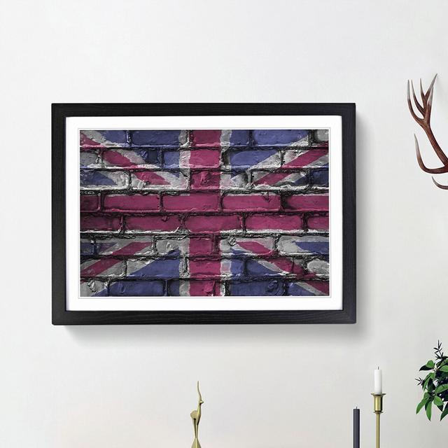 Union Jack Brick Wall Graffiti in Abstract - Picture Frame Graphic Art Print East Urban Home Size: 62cm H x 87cm W x 2cm D, Frame Option: Black Framed on Productcaster.