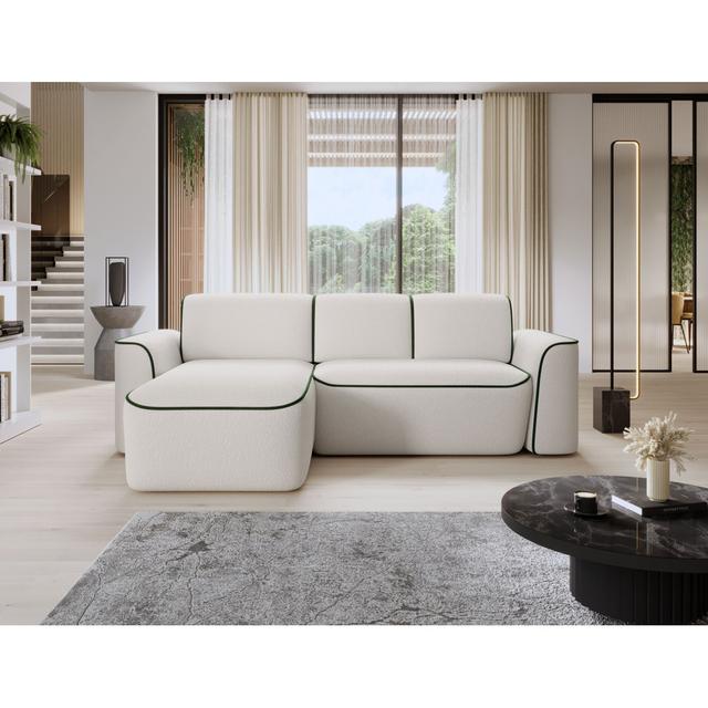 UME CORNER SOFA Brayden Studio Orientation: Left Hand Facing, Upholstery Colour: White/Green on Productcaster.