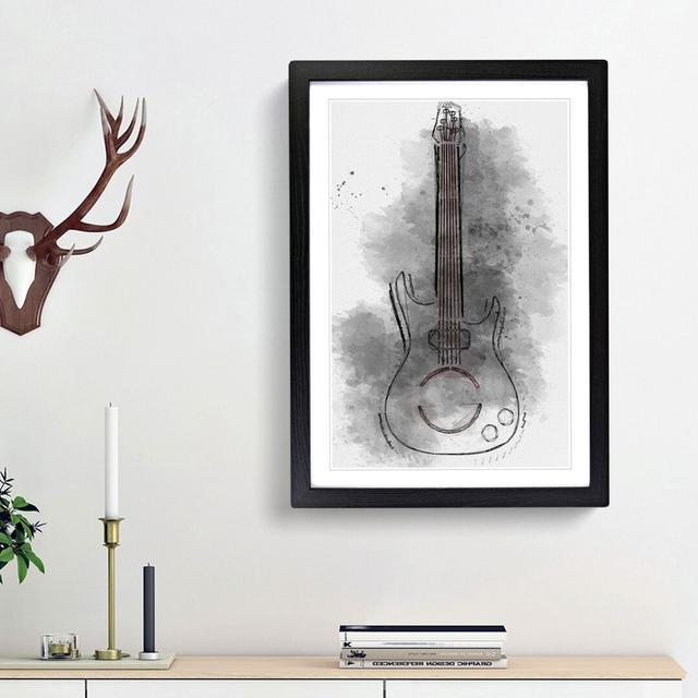 Neon Electric Guitar in Abstract - Picture Frame Graphic Art Print East Urban Home Size: 87cm H x 62cm W x 2cm D, Frame Option: Black Framed on Productcaster.