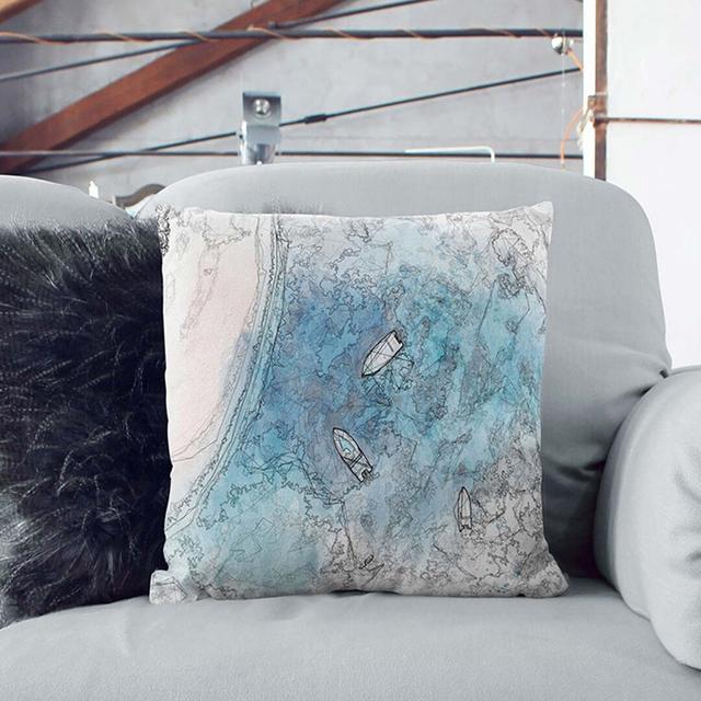 Boats In Abstract Square Throw Cushion East Urban Home Size: 55cm H x 55cm W x 20cm D on Productcaster.