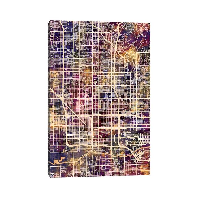 Phoenix Arizona City Map II by Michael Tompsett - Wrapped Canvas Gallery-Wrapped Canvas Giclée Borough Wharf Size: 45.72cm H x 30.48cm W x 1.91cm D on Productcaster.