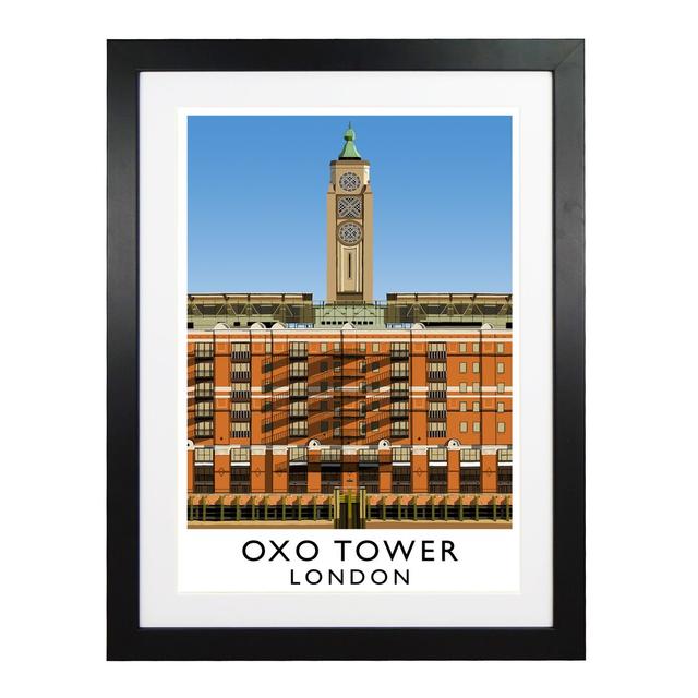 Oxo Tower - Graphic Art Print on Paper East Urban Home Format: Black Wood Frame, Size: 54 cm H x 44 cm W x 2.2 cm D on Productcaster.