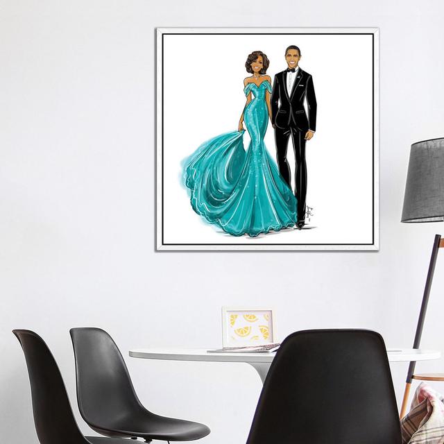 Michelle And Barack Obama by Emma Kenny - Print on Canvas Ebern Designs Format: White Framed, Size: 93.98cm H x 93.98cm W x 3.81cm D on Productcaster.