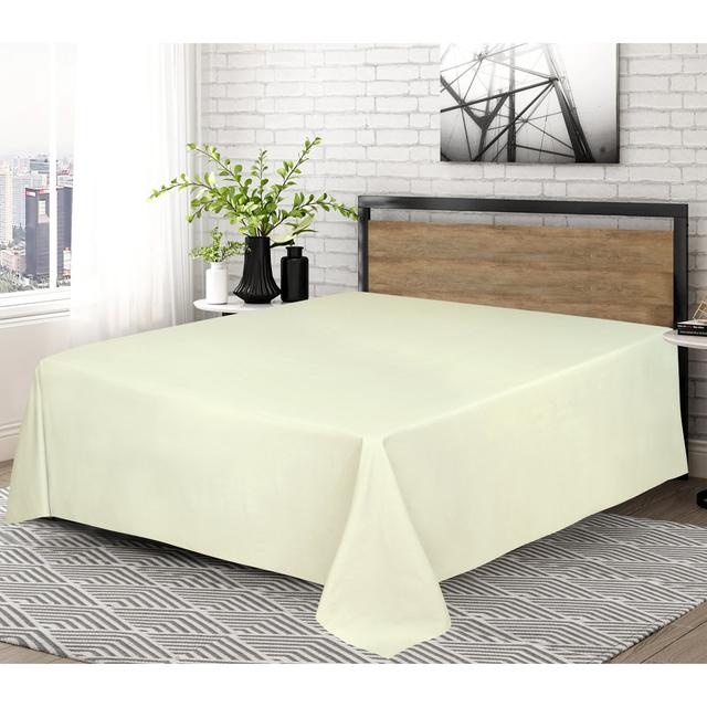 Franceschino 200 Thread Count Egyptian Quality Cotton Flat Sheet Ebern Designs Size: Double (4'6), Colour: Cream on Productcaster.