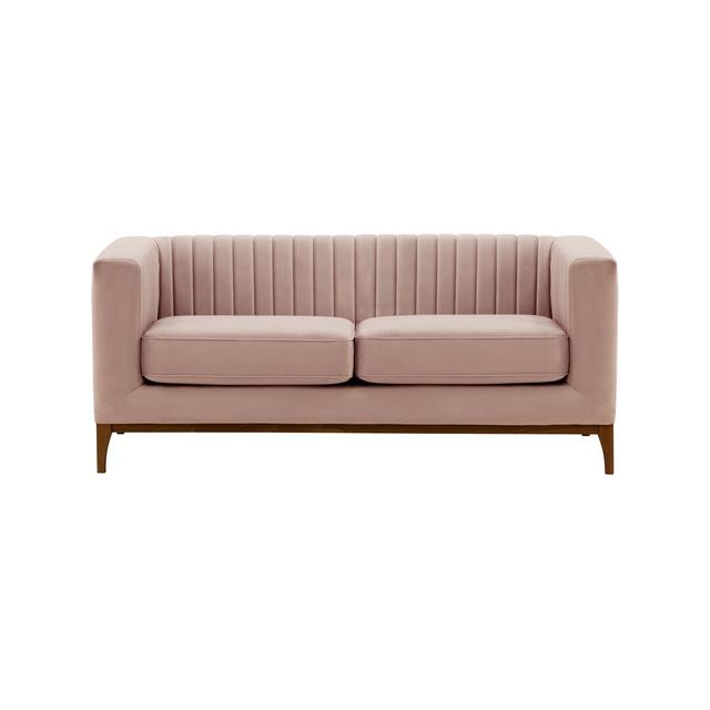 Sofa Bullen Canora Grey Beinfarbe: Dunkle Eiche, Farbe der Polsterung: Rosa on Productcaster.