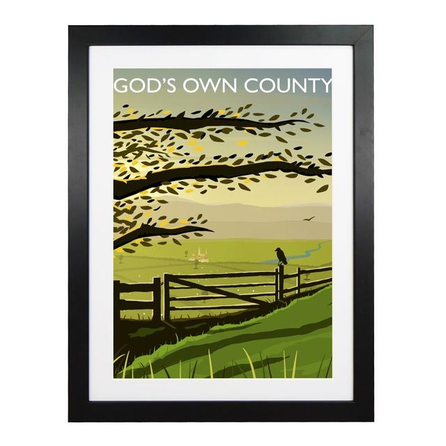 Gods Own County by Richard O'Neil - Graphic Art Print on Paper George Oliver Format: Black Wood Frame, Size: 54 cm H x 44 cm W x 2.2 cm D on Productcaster.