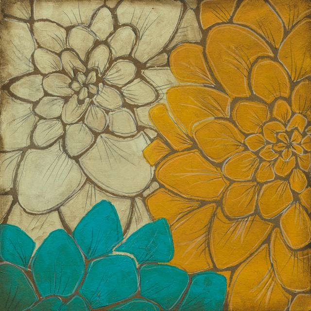 Layered Dahlias I by Jennifer Goldberger - Wrapped Canvas Painting Latitude Vive Size: 122cm H x 122cm W x 3.8cm D on Productcaster.