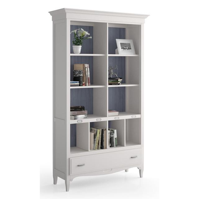 Clarisse 200cm Bookcase August Grove Finish: Distressed White/Navy Blue on Productcaster.