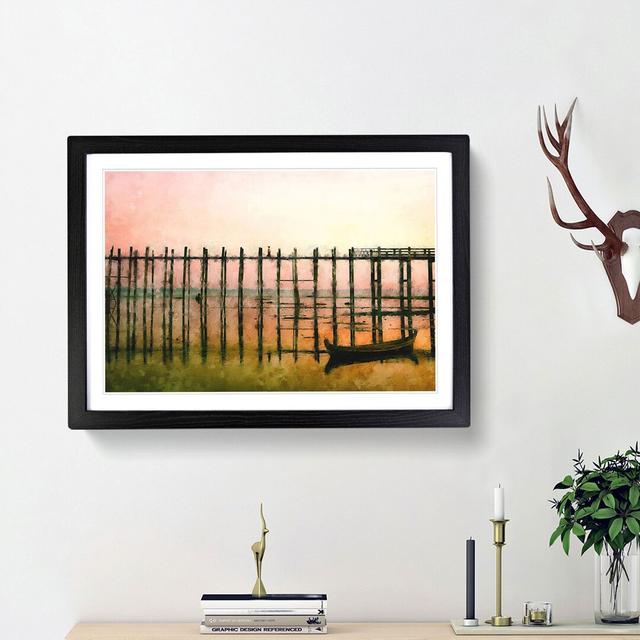 U Bein Bridge in Myanmar - Picture Frame Painting Print East Urban Home Size: 62cm H x 87cm W x 2cm D, Frame Option: Black Framed on Productcaster.